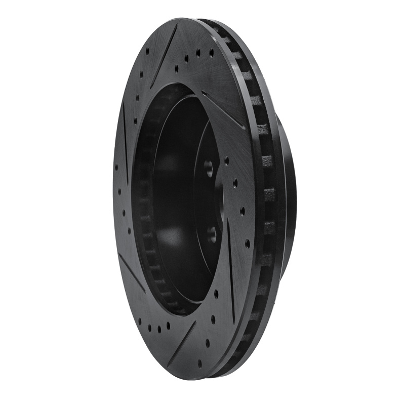 Dodge Dakota Brake Rotor (1) - Front Right - R1 Concepts - Drilled & Slotted - Black - `97-`02